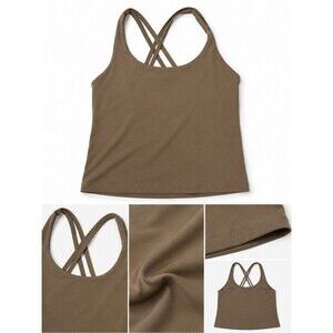 HeyNuts Nude Strappy Longline Sports Bra | Minimal Activewear | Size S
